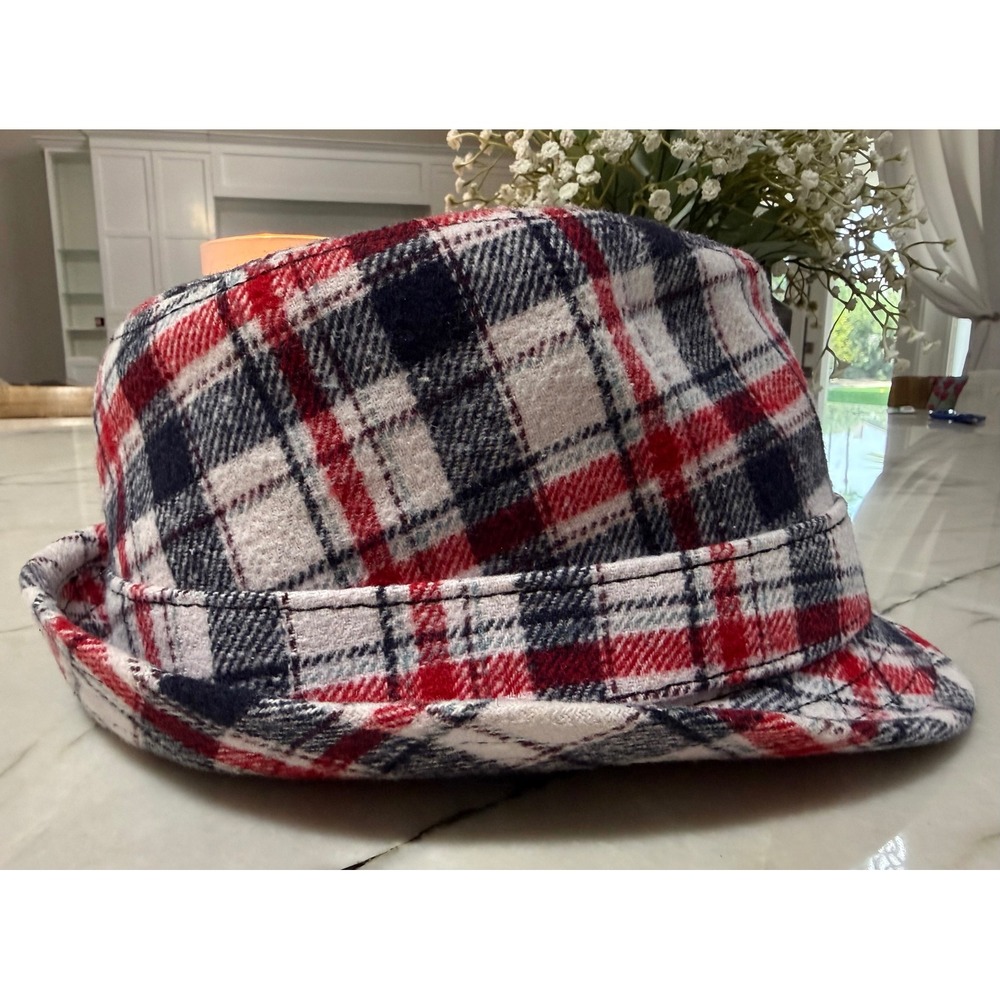 Christys Crown Series Plaid Wool Blend Trilby Fedora Hat Union Pin Size Medium